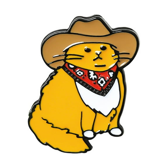 ROCKROK Cute Western Cowboy for Cat Style Brooch Accessories Pin Denim Badge