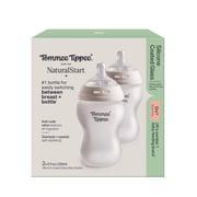 Tommee Tippee Natural Start Silicone Coated Glass Baby Bottles for Feeding from Newborn Up, 9oz, 2 pack