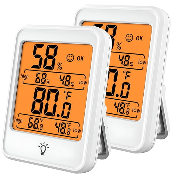 GJX Wireless Digital Thermometer Humidity Meter 2 in 1 for Indoor Outdoor (2-Pack)