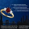 thumbnail image 2 of Gem Stone King 18K Yellow Gold Plated Silver Ring Rhodolite Garnet Moissanite (1.81 Cttw), 2 of 7