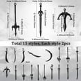 thumbnail image 2 of 1 Box 30Pcs 15 Styles Black Charms Metal Knife Charms Bulk Small Vintage Alloy Book Knight Bookmarks Weapon Pendants, 2 of 7