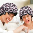 thumbnail image 6 of Shower Caps,Pink and Black Of Leopard Print Waterproof Shower Cap for Women 4 Pieces,Double Reusable Hair Cover for Shower PEVA Elastic Stretch Hem, 6 of 7