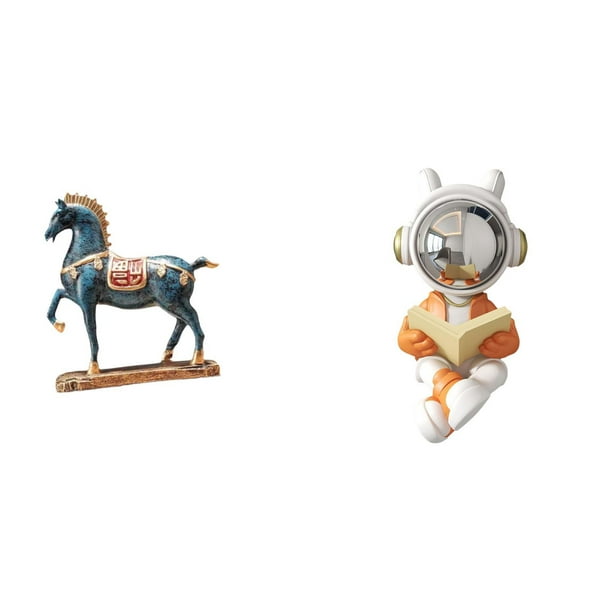 Figura de caballo,Figura de caballo Escultura animal coleccionable,Adorno de centro de mesa con estatua de caballo de resina,Estatua del astronauta,Figura decorativa espacial de estatua de