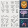thumbnail image 1 of 28Pcs Geometric Animal Water Soluble Hand Sewing Stabilizers 8.3"x11.7" Geometric Rabbit Elephant Embroidery Pattern Stabilizer 4 Sheets Lion Deer Stick and Stitch Embroidery Paper Sticker, 1 of 8