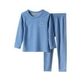 thumbnail image 2 of HAOTAGS 2Pcs Toddler Boys Girls, Long Sleeve Pants Thickened Underwear Set Solid Round Neck Blue 4 T, 2 of 3