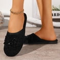 thumbnail image 2 of Chinese Slippers for Women Velvet Embroidered Closed Toe House Shoes Indoor Outdoor Non Slip Sole All Seasons Flat Comfortable Mule Slippers Black 37, 2 of 9