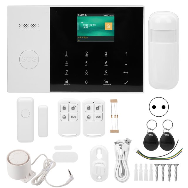 Sistema de alarma antirrobo WIFI + GSM + GPRS TFT de 2,4 pulgadas, Detector con botón SOS para vigilancia del hogar para Tuya 100-240V (Enchufe europeo)