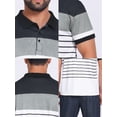 thumbnail image 7 of DARING DIVA Men's Colorblock Striped Short Sleeve Three Button Polo Shirts S Black White, 7 of 7
