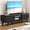 Black With Rattan, variant on PUFFCAFE Rattan TV Stand up to 65 inch,Boho Entertainment Center with Storage & Sliding Doors,Mid Century Modern TV Console Table,Natural Oak Wood TV Stand for Living Room Bedroom