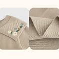 thumbnail image 5 of IVEYRTF Girls Solid Color Jacquard Knitted Dress Sweater Long Sleeve Round Neck Fall Winter Casual French Everyday Outfit for Kids 3-8 Years(Khaki,5 Years), 5 of 9