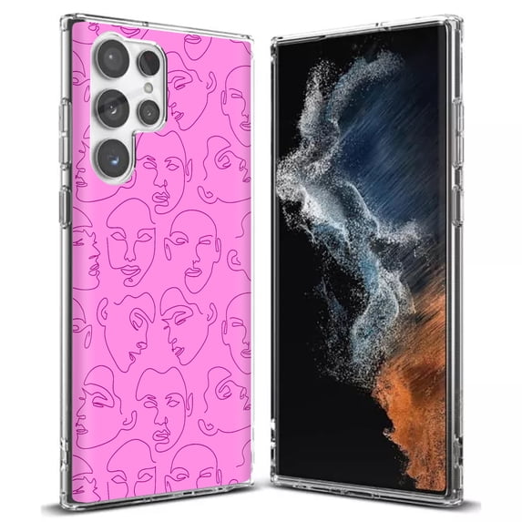 TalkingCase Slim Phone Case Compatible for Samsung Galaxy S22 Ultra 5G, Abstract Line Face Print, Thin Light, Flexible, Soft, USA