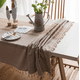 thumbnail image 4 of Mantel a rayas de tela lisa, tapete de mesa a prueba de polvo de lino y algodón con empalme, mantel rectangular para decoración de la cocina del hogar (140*180cm, marrón) Rojo Verde, 4 of 5