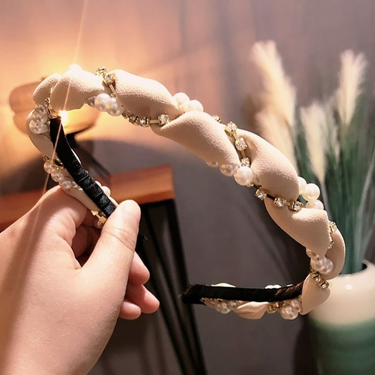 Women Pearl Headbands Vintage Hairband Head Wrap with Elastic Hair Hoops Fashion Hair Accessories Gift