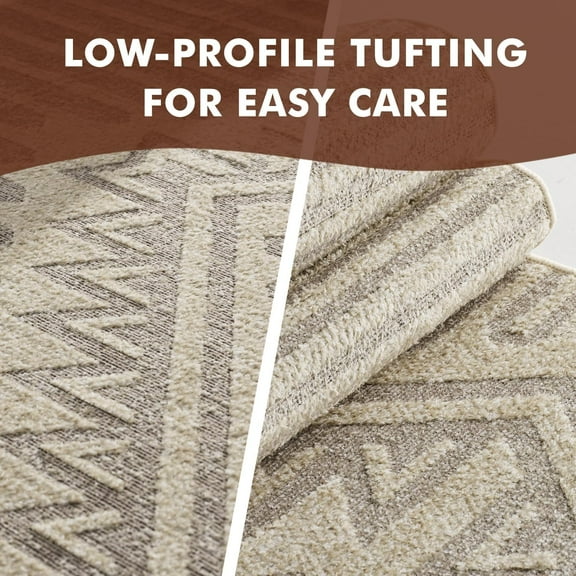 Textured Tufted Boho 5x7 Area Rugs for Living Room Rug Bedroom Nursery Rug Carpet Washable Neutral Modern Farmhouse Luxury Non Slip-Beige Brown