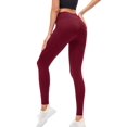 thumbnail image 3 of Leggings térmicos con forro polar para mujer, suaves, elásticos, cálidos, para invierno, para mujer, pantalones de yoga con cintura alta y control del abdomen, con bolsillos, XL, rojo, 3 of 4