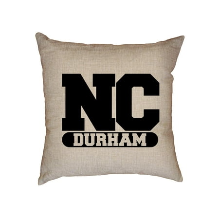 Nc State Pillow - Durham, North Carolina NC Classic City State Sign Decorative Linen Throw Cushion Pillow Case with Insert
