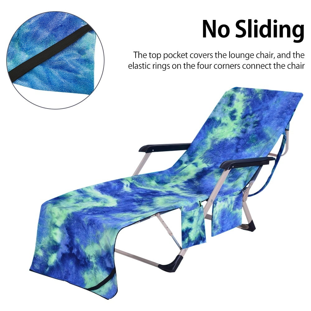 Leisure or Vacation Dark Blue Outdoor Patio Pool Chairs and Recliners Cover Suitable for Swimming Comfortable Beach Chair Cover for Pool Lounge Chairs TUYU Lounge Chair Cover with Pocket