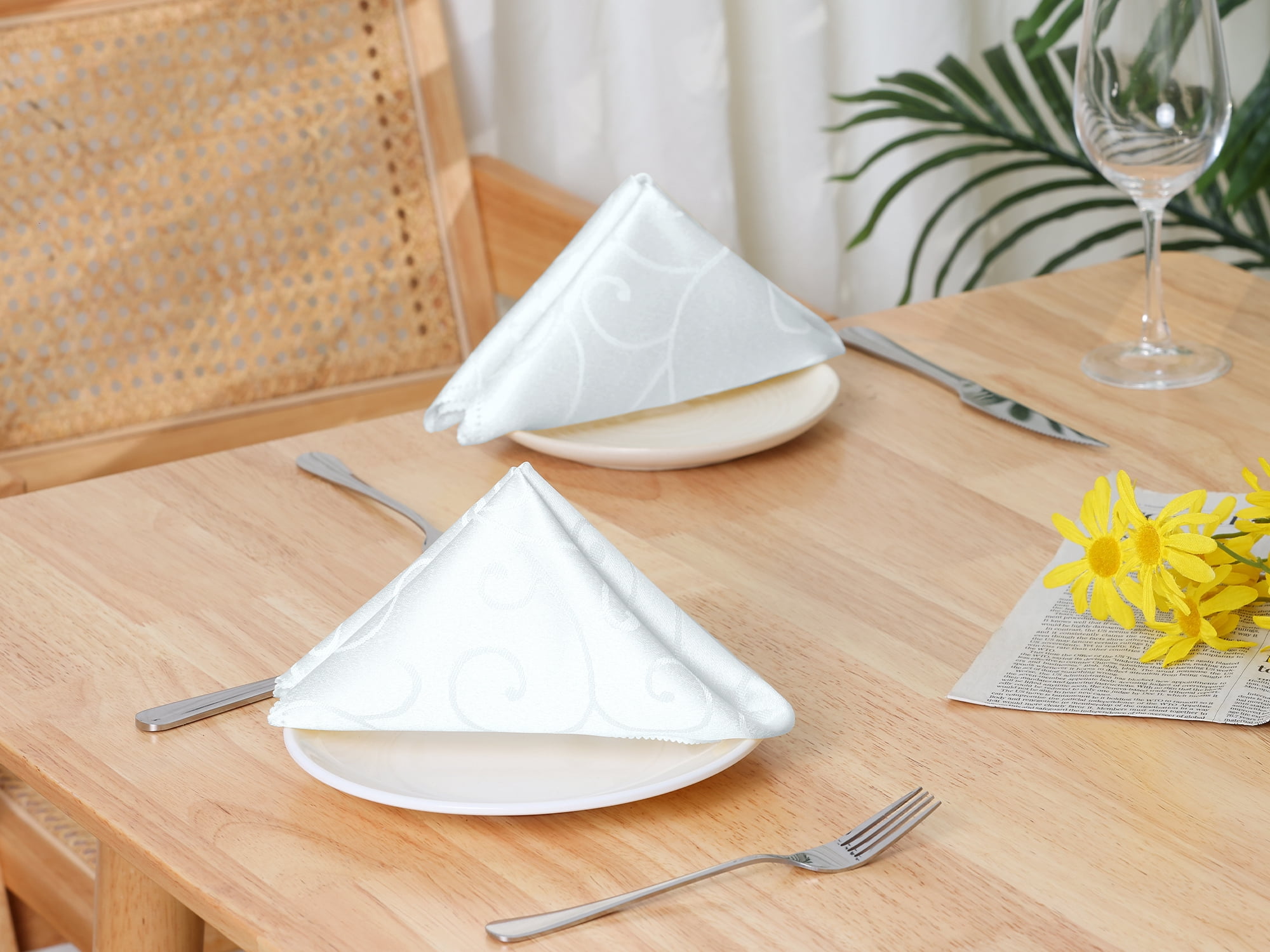 Unique Bargains 6 Pack Polyester Great Napkins for Cocktail Weddings Dinner Banquets White