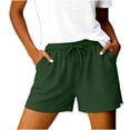 thumbnail image 2 of ClodeEU Women's Summer Linen Drawstring Shorts with Side Slit,Casual Cotton Loose Shorts Army Green,Women's Plus L, 2 of 7