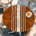 thumbnail image 2 of Burnt Orange Beige Striped Round Tablecloth, Fitted Table Cover with Elastic for 36"-44" Round Tables, Modern Farmhouse Retro Lines Table Cloth Outdoor Indoor Dinning Party Waterproof Tablecloths, 2 of 7
