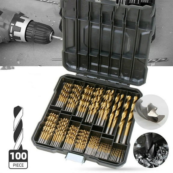 Straight Shank Twist Drill Bits Set Titanium Coated High-Speed Steel Professional Heavy-Duty Precision Drilling Punching Tool Kit for Metal Wood Plastic Multi-Size