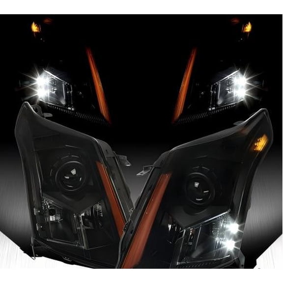 Fit 2010-2016 Cadillac SRX Black Smoke LED DRL Projector Headlights Left Right