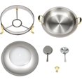 thumbnail image 6 of PRZL Gold Round Stainless Steel Food Warmer with Support Frame, Self-Serve Skillet 5-Piece Set, Lid, Chafing Dish, Handle, and Alcohol Fuel Can. Ideal for Family Dinners, Restaurants (12.05 inches), 6 of 9