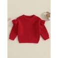 thumbnail image 4 of Toddler Baby Girls Spring Knit Sweater 3 6 9 12 18 24 Months 2T 3T Long Sleeve O Neck Solid Color Pullover Knitwear, 4 of 9