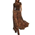 thumbnail image 2 of Warop Plus Size Paisley Print Maxi Skirt for Women Belted Boho High Waist Long Skirt Summer Vacation Swing Dress, 2 of 8