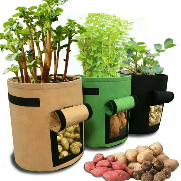 1 2 4 Pack Potato Grow Bags Planter Bag 5 7 Gallon Garden Bags For Vegetable Fabric Planting Pots With Handles Potato Planter Bag With Access Flap Breathable Nonwoven Growing Gags Walmart Com Walmart Com