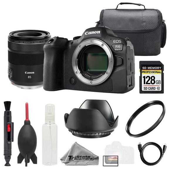 Canon EOS R6 II Camera   RF 85mm f/2 Macro IS STM Lens  128GB  Bag  UV Filter- Basic Kit (International Version)