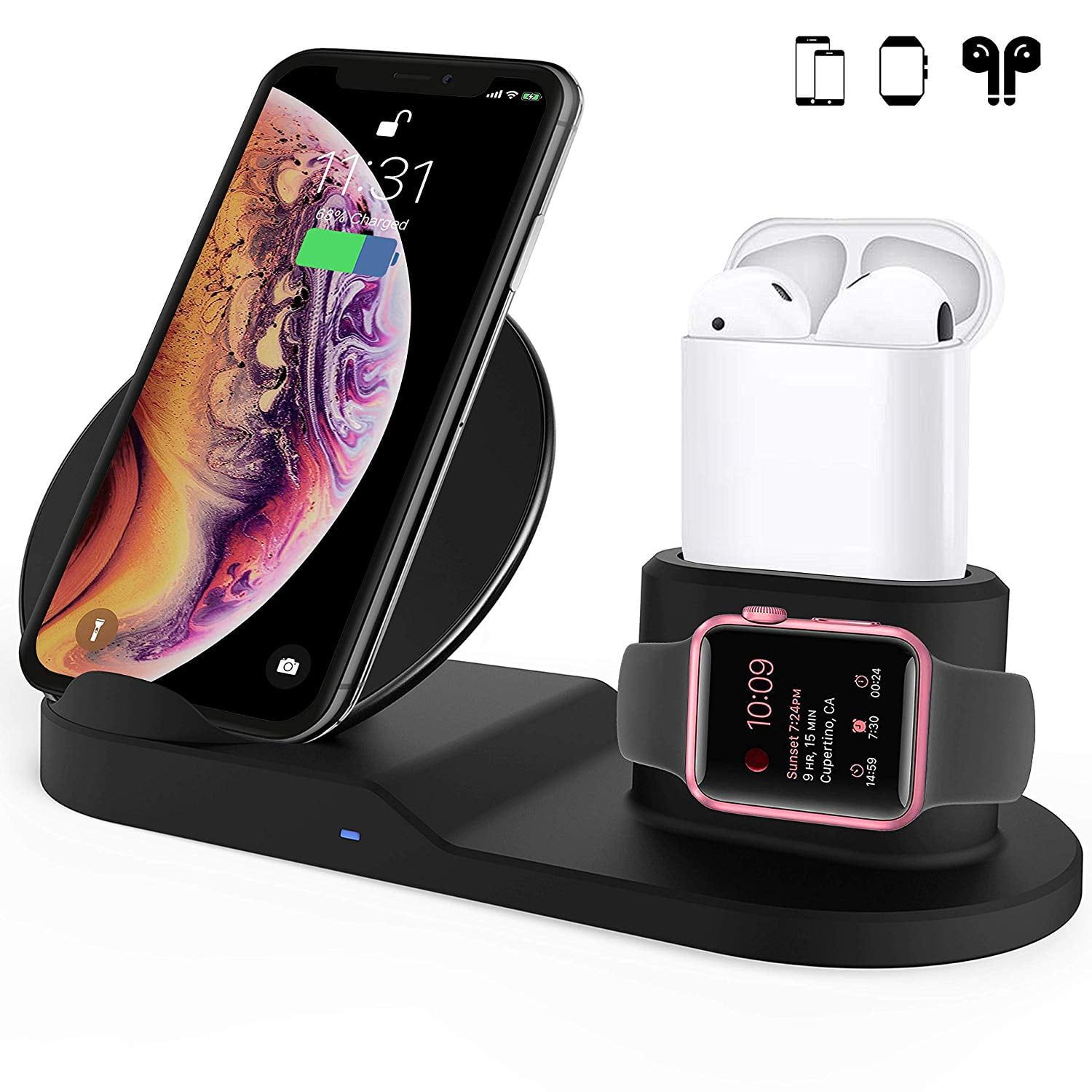 Wireless Charger, 3 in 1 Wireless Charging Stand for Apple Watch iPhone