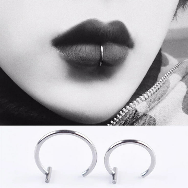 TureClos Lip Ring Titanium Steel Circular Clip Pierced Body Round