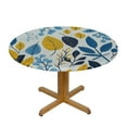 thumbnail image 3 of Round Fitted Tablecloth Leaves Pattern,Spring Leaf Table Cloth with Elastic Edged Waterproof Wipeable Round Table Cover for Patio Parties Outdoor Decor, 3 of 7