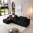 thumbnail image 2 of Modular Sectional Sofa, Deep Seat Corduroy Cloud Couch with Cup Holders, USB Ports& Storage Box, Sleeper Sofa Couch Boneless Couches with Movable Ottoman for Living Room, No Assembly Required(Black), 2 of 10