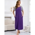 thumbnail image 5 of PinkBeautiM 3 Pack Long Nightgowns for Women Short Sleeve Sleepwear V Neck Sleep Shirt Loungewear with Pockets, 5 of 7