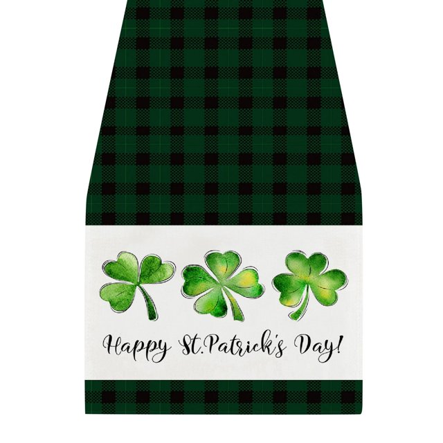Table Runner For St Patricks Day Decorations Irish Cover Spring Green Holiday Home Kitchen Centerpiece Decor buy 2 get 3