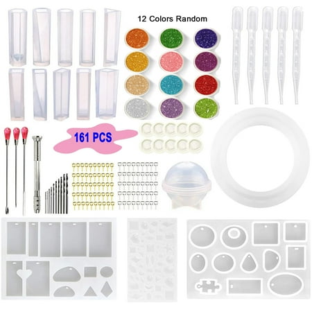 iMeshbean 161 PCS Resin Casting Silicone Molds Epoxy Spoon Kit Jewelry Resin Making Pendant Craft DIY Tool