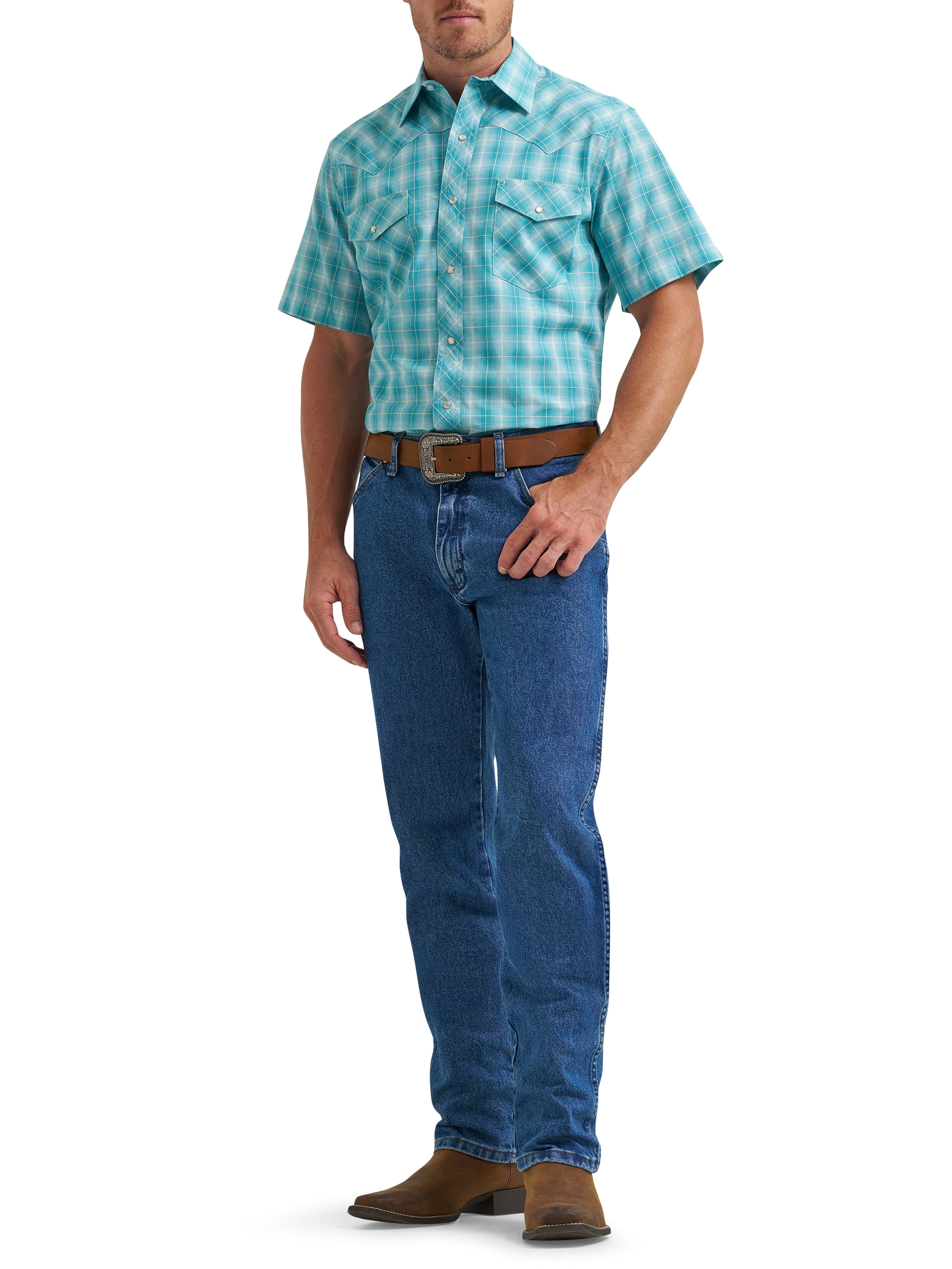Wrangler® Men's and Big Men's Regular Fit Short Sleeve Western Shirt, Sizes S-5XL