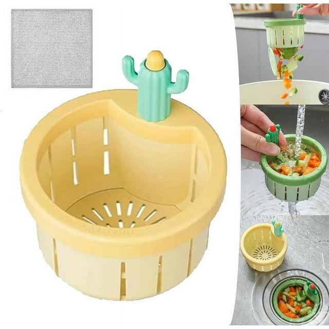 Colador de fregadero de cocina Cactus, prensa automática, cesta de descarga, multifuncional, para uso doméstico, cesta de drenaje de fregadero Cactus, cesta de elevación de red, filtros de drenaje de