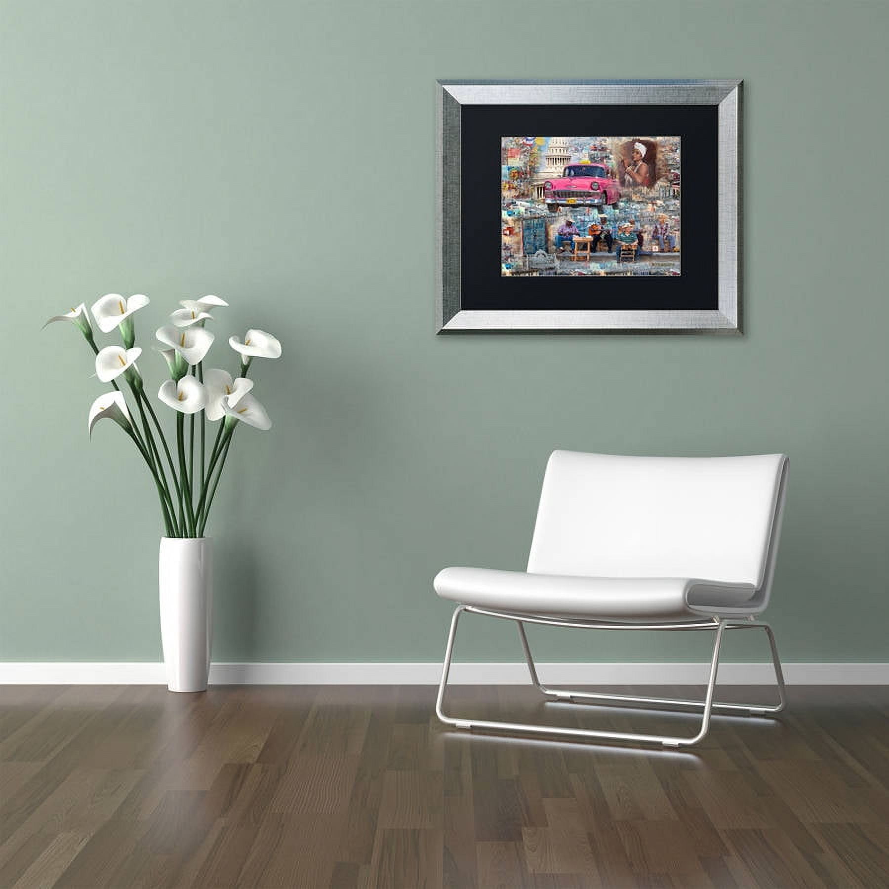 Trademark Fine Art "Pink Chevy in Havana" Canvas Art by Alberto Lopez, Black Matte, Silver Frame