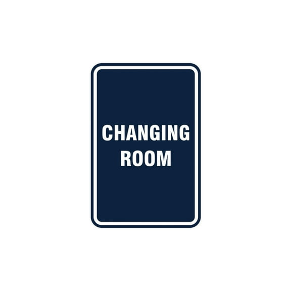 Portrait Round Changing Room Sign (Navy Blue / White) - Small 4" x 6"