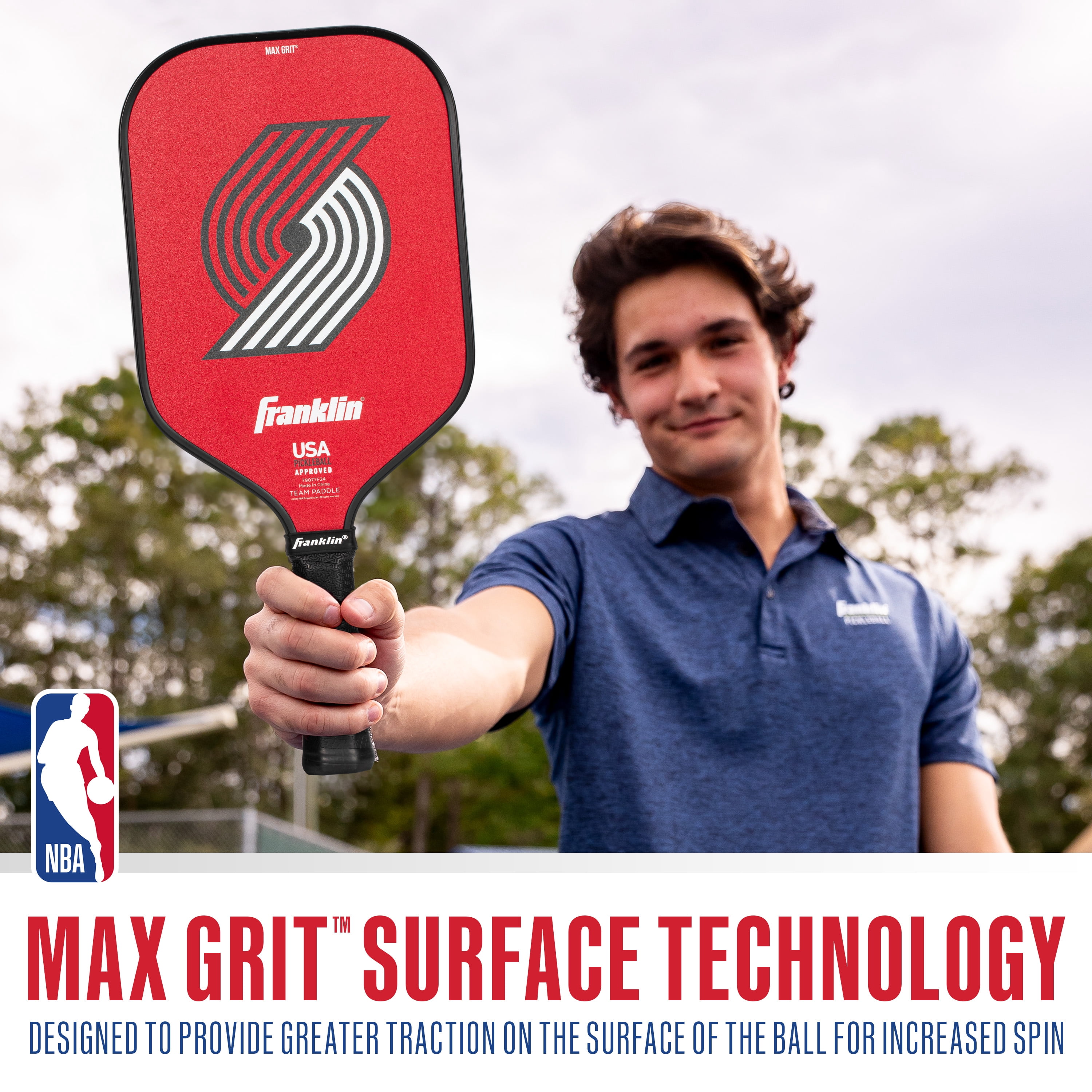 Franklin Sports NBA Portland Trail Blazers Pickleball Paddle - Official NBA Team Pickleball Paddles - USAP (USAPA) Approved Premium Quality Pickleball Paddles - Authentic Team Logos + Colors