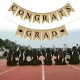 thumbnail image 2 of 2019 Graduation Banner Decorations Graduation Burlap Bunting Banner Linen Hanging Garland Set(CONGRATS GRAD, Burlap Swallowtail Flag), 2 of 8