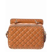 Valentino Rockstud Spike Leather Crossbody, Brown
