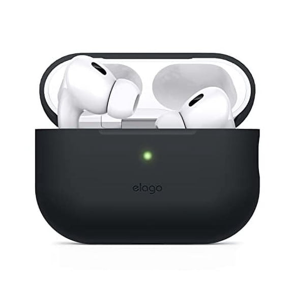 elago Silicone Case for Apple AirPods Pro 2nd Generation Case Cover (2022), Protective Case, Front LED Visible, Supports Wireless Charging [Black]