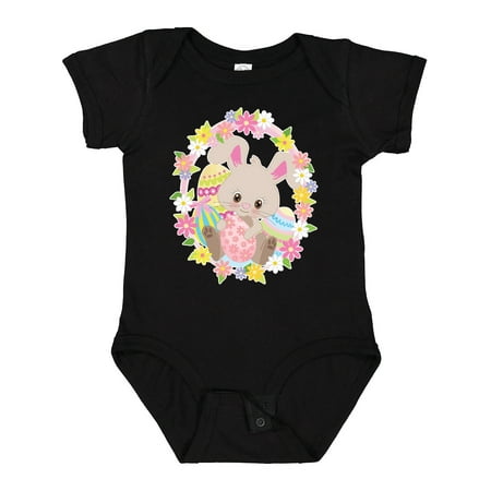 

Inktastic Easter Bunny with Flowers and Easter Eggs Gift Baby Boy or Baby Girl Bodysuit