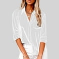 thumbnail image 5 of Aboser Velvet Shirts for Women Dressy Casual Button Down Shirt Fall Long Sleeve Blouses Plus Size Velour Tops Loose Fit Collared Blouse Top with Pocket White XL, 5 of 9