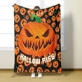 thumbnail image 2 of Halloween Flannel Throw Blanket Cozy 50x60 Inch Festive Blanket Orange Ghost Bat & Pumpkin Pattern, for Couch, Bed, 2 of 4