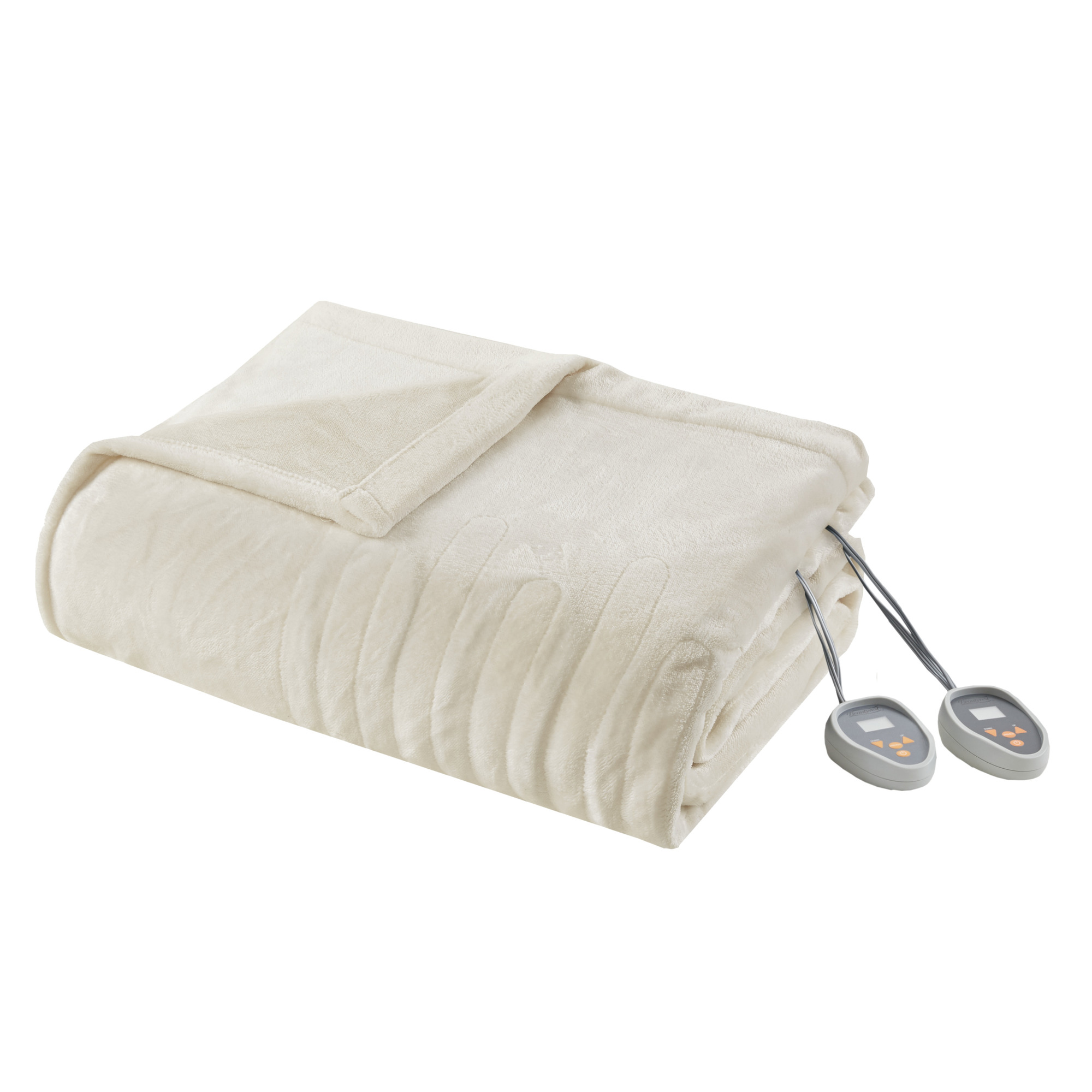 Beautyrest Heated Plush Solid Microlight Blanket, Queen, Ivory - image 4 of 9